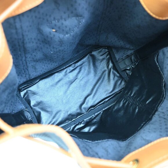 Saint Laurent YSL Logo Drawstring Shoulder Bag PVC Leather Navy Brown 38FC055 - Picture 11 of 16